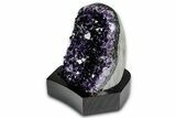 Deep Purple Amethyst Geode With Wood Base - Uruguay #342755-1